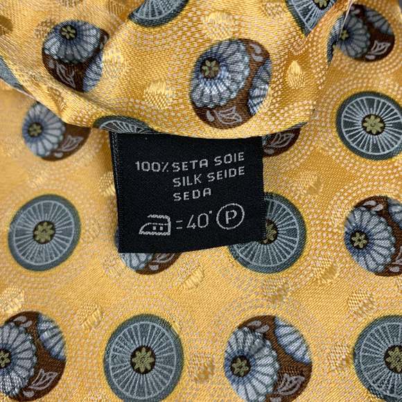 ERMENEGILDO ZEGNA Yellow Blue Circles Silk Tie - Picture 5 of 5